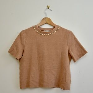 Zara Beige Pearl Sweater